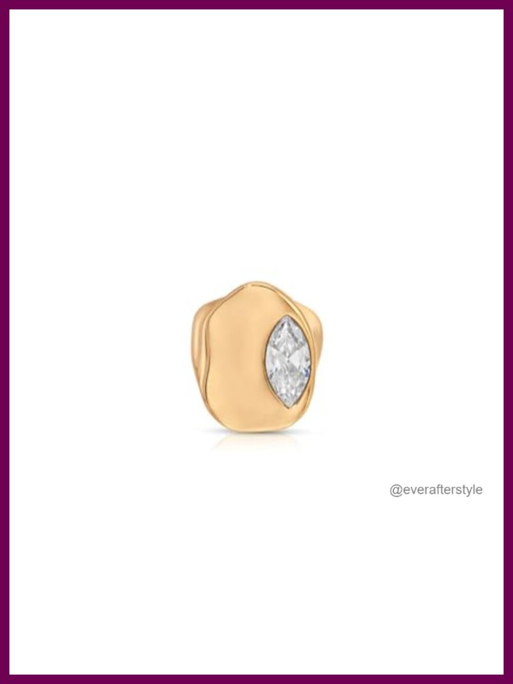 18k Gold Plated Crystal Statement Ring Size 8 Modern